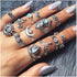 Edary Vintage Ring Set Carved Knuckle Rings Crystal Gemstone Stackable Rings Finger Mid Ring Set for Women...