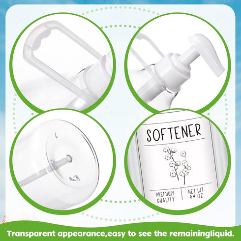 2 Pcs Laundry Soap Dispenser 64 oz Liquid Laundry Detergent Dispenser Plastic Laundry Detergent Container Fabric Softener Dispenser with Pumps Cap...