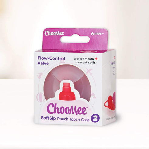 ChooMee SoftSip Food Pouch Tops | Red Purple + White Travel case | Prevent Spills and Protect Childs Mouth...