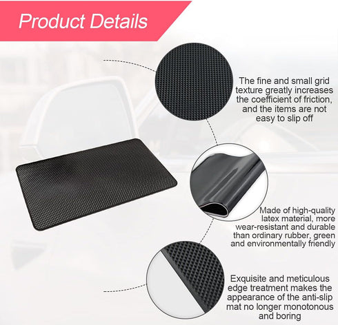 Car Dashboard Anti-Slip Rubber Pad, 10.6"x 5.9" Universal Non-Slip Car Magic Dashboard Sticky Adhesive Mat for Phones Sunglasses Keys Electronic D...