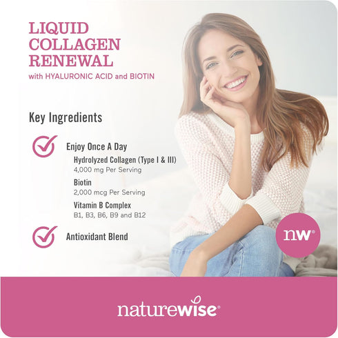 NatureWise Liquid Collagen for Women & Men 4000mg, Collagen Peptides with Biotin for Hair, Skin and Nails + Vitamin C + Vitamin B Complex - Collag...