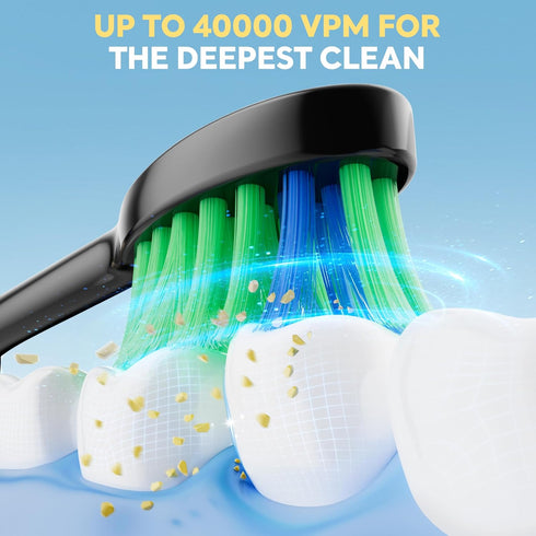 Bear Sonic Electric Toothbrush for Adults, Rechargeable Toothbrush with 5 Mode, 6 Brush Heads & Travel Case, One Charge for 60 Days, Smart Timers ...