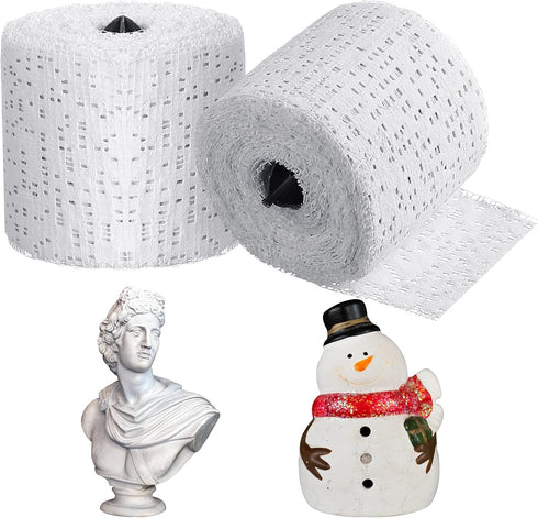 2 Rolls White Plaster Cloth Gauze Bandages Rolls Plaster Strips Easy to Use Halloween DIY Crafts for Wrap Strips, Belly Cast, Mask Making, Scenery...