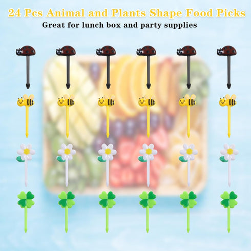 Giantree 24PCS Animal Food Picks for Kids, Food Picks for Kids, Forks for Kids, Reusable Toddler Fruit Toothpicks Cute Kids Lunch Accessories for ...