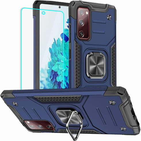 for Samsung S20 FE Case, Galaxy S20 FE 5G Case with Screen Protector: Military Grade 360° Rotatable Kickstand Shockproof Protective Cases for - Sa...