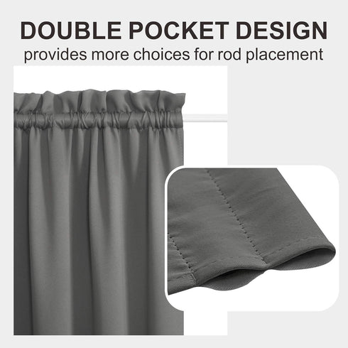 Aquazolax Blackout French Door Curtains - 72 Inch Rod Pocket Curtain for Closet Without Doors Thermal Insulated Front Door Curtains for Glass Wind...