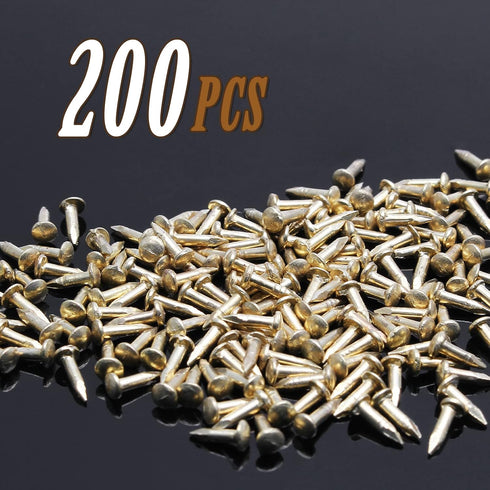 200 Pcs Tiny Brad Nails Brass String Art Nails 1.2x6mm Wood Finish Nails for DIY Pictures Boxes Decorative Household Accessories...