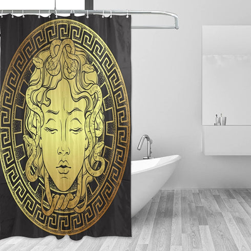 Tarity Black Shower Curtain Waterproof Fabric Shower Curtains for Bathroom with 12 Thicken Hooks Polyester Washable Shower Curtain Set 72X72in Lon...