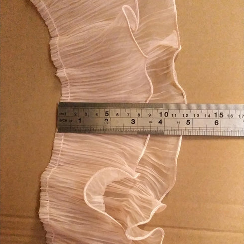 3 Yards Ruffle Pleated Chiffon Trim Two Layer Trimmer Dress Bag Decoration Tulle Fabric Applique Craft Sewing (Peach)...