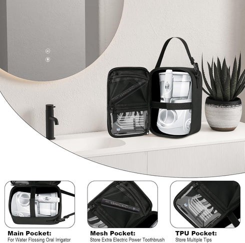 Beautyflier Water Flosser Travel Carrying Bag, Portable Storage Bag for Waterpik Water Flosser and Accessories with Hanging Strap, Protective Bag ...