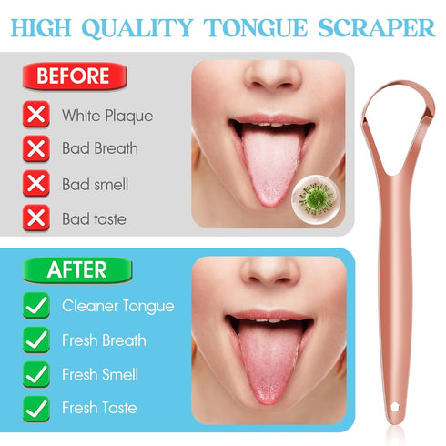 Tongue Scraper for Adults and Kids,100% Stainless Steel Tongue Scraper with Travel Case,4 Shapes,Perfect for Bad Breath & Oral Hygiene,Easy to Use...