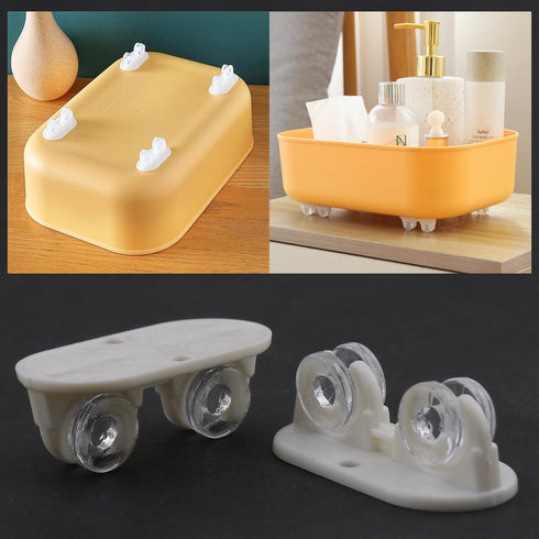12PCS 4.2x2x1.7cm White Self Adhesive Plastic Mini Casters Suitable for Storage Box Small Furniture Bins Napkin Box DIY Craft...