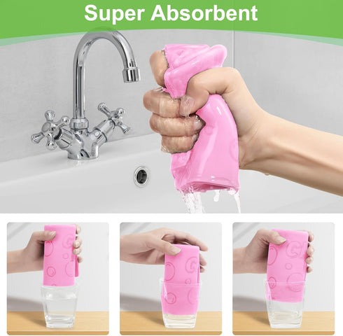 4 Pack Damp Clean Duster Towel Thick Magic Cleaning Streakless Cloths Powerful PVA Sponge Cleaning Rag Reusable Kitchen Scrub Clean Towels for Win...