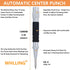 2-Piece Automatic Center Punch, 5 inch Spring Loaded Center Hole Punch with Adjustable Stroke Punch Tool for Metal Wood Glass Plastic, Metal Punch...