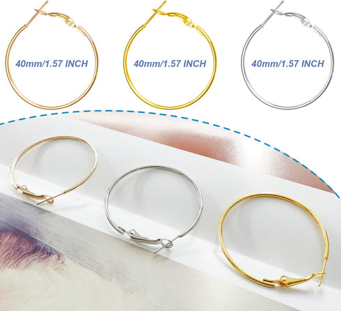 60Pcs Hoop Earring Findings Stainless Steel Earrings Beading Round Earrings Hypoallergenic Hoop Earrings Open Beading Hoop for Jewelry Making DIY ...