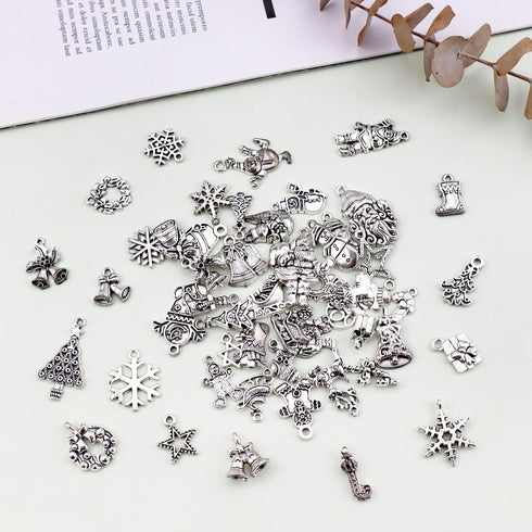 JIALEEY Christmas Charms, Wholesale Bulk Lots Christmas Charm Mixed Tibetan Silver Metal Pendants DIY for Jewelry Making Crafting Ornaments...