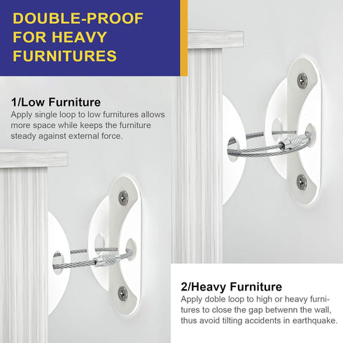 4our Kiddies 10 Pack Furniture Anchors for Baby Proofing, Anti Tip Furniture Wall Anchors, Secure 400 Pounds Cabinet, Bookcase, Dresser to Wall, E...