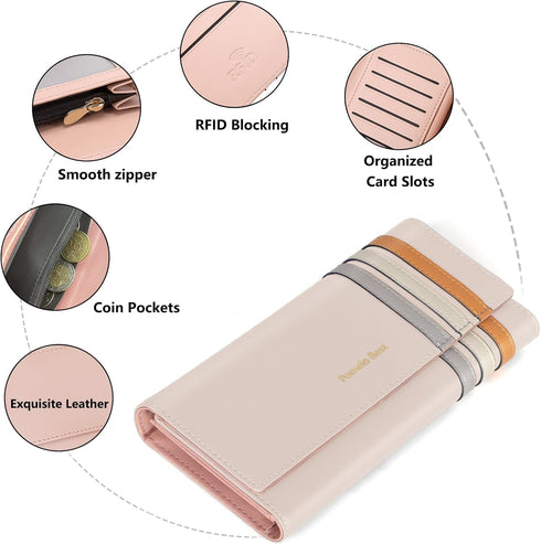 Pomelo Best Wallet Women, Womens Wallet, Wallet for Womens 2024, RFID Blocking Leather Wallet with Multiple Card Slots for Women, Beige...