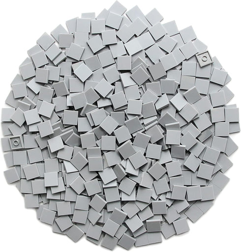 Light Bluish Gray 2×2 Tile ×500 Parts and Pieces Flat MOC Bricks, Bulk Building Blocks for Smooth Surface Wall Floor, Toy Accessories Compatible w...