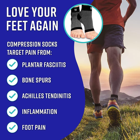 Bitly Plantar Fasciitis Compression Socks for Women & Men - Best Ankle Compression Sleeve, Nano Brace for Everyday Use - Provides Arch Support & H...