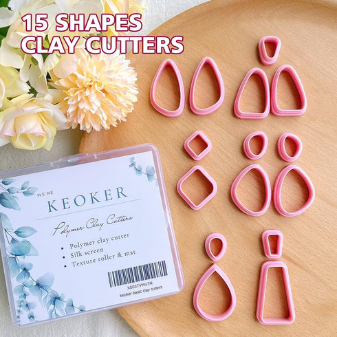 Keoker 15 Organic shape Clay Cutters for Polymer Clay Jewelry, Polymer Clay Cutters for Clay Earrings Jewerlry Making (ALL)...