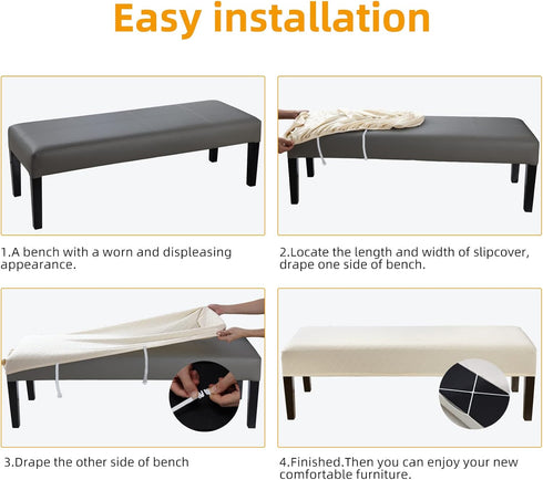 Stretch Jacquard Dining Bench Cover - Anti-Dust Removable Bench Slipcover Washable Seat Cushion Protector for Bedroom, Kitchen, Hotel, Banquet (Be...