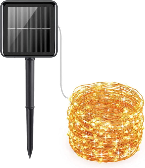 39ft Solar String Light Outdoor Waterproof Silver Wire Twinkle Fairly Light Warm White Patio Porch Balcony wrap...