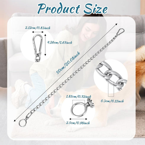 Metal Chain Dog Collar, Chew Proof Dog Necklace Leash Adjustable Slip Chain Necklace Stainless Steel Dog Leash Extension Chain Collars for Large S...