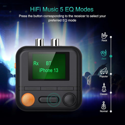 Bluetooth Transmitter Receiver, Bluetooth 5.2 Audio Adapter for Home Stereo, Wireless Audio Adapter with Display or Headphones, Home Theater, TV, ...