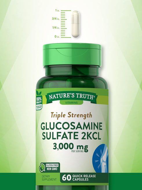 Nature's Truth Glucosamine Sulfate Capsules | 3000mg | 60 Count | Non-GMO & Gluten Free Supplement | with Potassium...