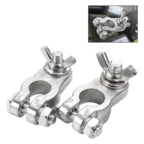 CZC AUTO Car Battery Terminal End with Wing Nut Terminal Connectors Zinc-Alloy Clamps for Car Truck Van RV Boat, 1 Pair...