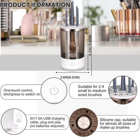 Electric Makeup Brush Cleaner Machine Makeup Brush Cleaner Automatic USB Makeup Brush Washing Machine Brush Cleaner for All Size Beauty Makeup Bru...