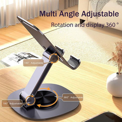 Diaclara Cell Phone Stand for Desk 360° Rotating,Full Metal Foldable Desk Phone Holder,Thick Case Friendly, Compatible with All Smart Phones,Ipad,...