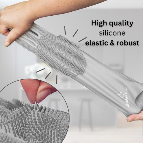 Dog Washing Gloves with Bristle Scrubbers, Reusable Silicone Gloves ideal for Pet Bathing, Massaging & Grooming (Gray)...