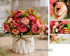 Artificial Flowers Fake Flowers Silk Rose Bouquets Decoration with Ceramics Vase for Table Home Office Wedding (Red Bud)...