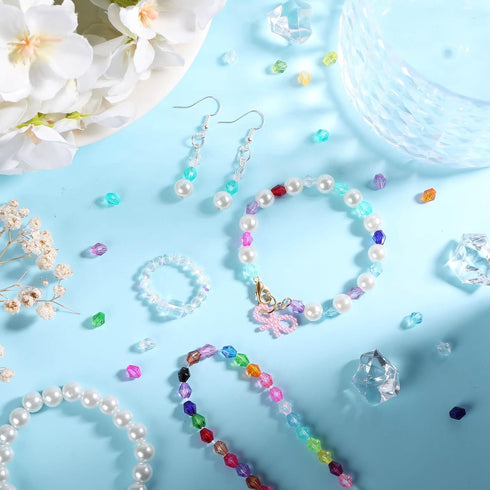 Paxcoo 1960Pcs Crystal Beads for Jewelry Making, Small Crystal Acrylic Beads Faceted Jewelry Beads Bicone Gem Beads jewel for Jewelry Making...