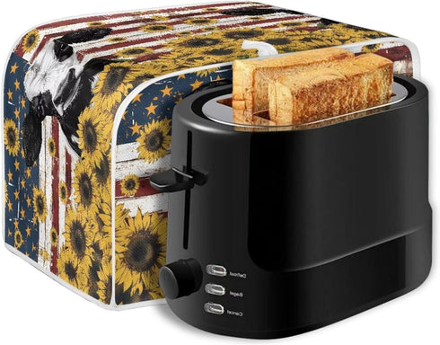 American Flag Toaster Dust Cover, Washable Cow Sunflower Toaster Cover 2 Slice, Decorative Bread Maker Cover Dust Fingerprint Protection, Kitchen ...