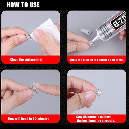 8pcs x15ML B7000 Jewelry Rhinestones Glue, B-7000 Clear Super Glue Transparent Industrial Adhesive for Phone Repair Jewelery Making Crafts Gem Fab...