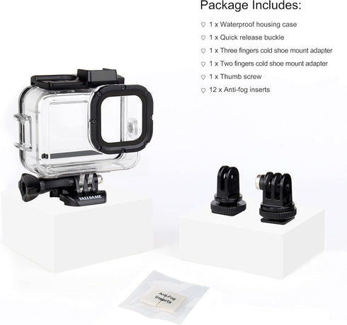 Waterproof Case Housing Case for GoPro Hero 8 Black Action Camera 196ft / 60m Underwater Protective Dive Accessory for GoPro 8 Black Ideal for Scu...