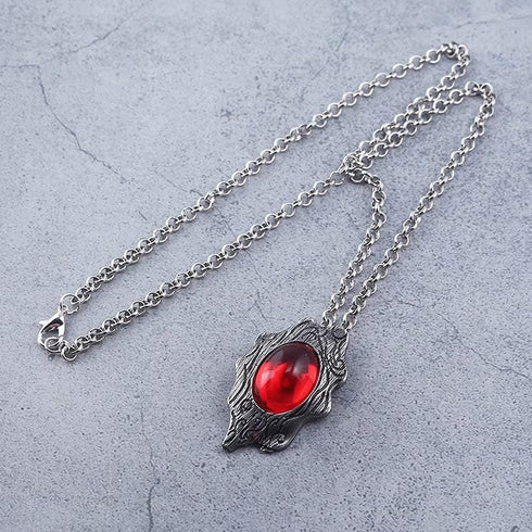 Game Devil May Cry Dante's Amulet Necklace Red Crystal Pendant Present for Men Women...