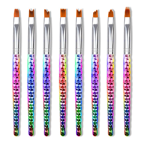 WOKOTO 8 Pcs Ombre Nail Brushes For Acrylic Nails Gradient Painting Brushes Set Uv Gel Flower Drawing Pen Nail Art Brushes For Acrylic Application...