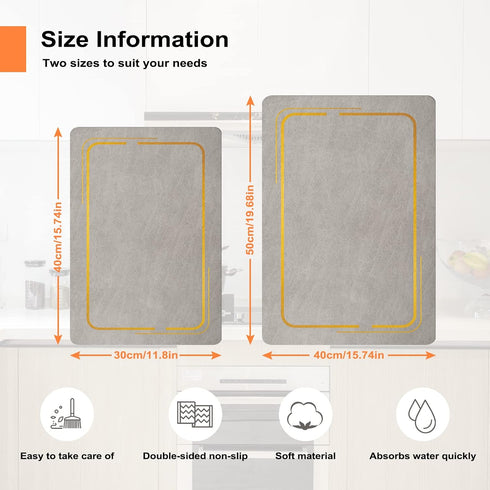 Dish Drying Mat for Kitchen Counter, Dishes, Dish Rack, Coffee Machine, Appliance, Coffee Bar Accessories, Super Absorbent and Quick Drying Mat, L...