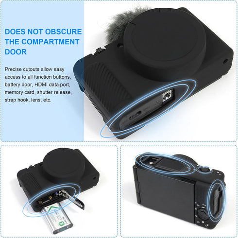 Camera Case for Sony ZV-1 ZV1 ZV 1 Vlog Camera, Camera Cover Body Skin with Removable Lens Cover Buttons Prompts Anti-Scratch Slim Fit Soft Silico...