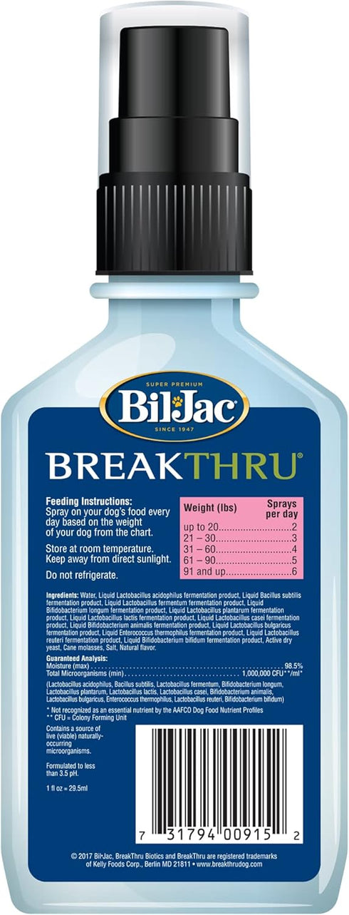 Bil-Jac BreakThru Biotics Probiotic Supplement for Dogs - 1-Pack, Premium Pet Digestive Health Support, Canine Food Enhancer with Natural Ingredie...