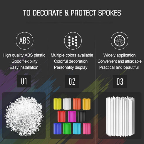 PSLER 72 PCS White Spoke Skins Spoke Covers Trim Wrap Cover Decoration Protector Pipe Motorcycle Motocross Pit Dirt Bike...