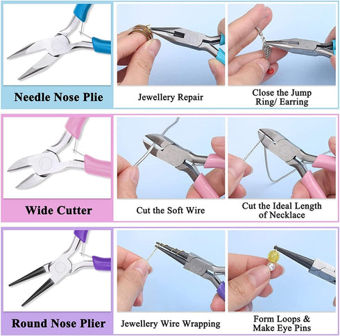 5 Packs Jewelry Pliers Set, Jewelry Making Tools with Needle Nose Pliers/Round Nose Pliers/Chain Nose Pliers/Bent Nose Pliers/Zipper Pliers, Jewel...