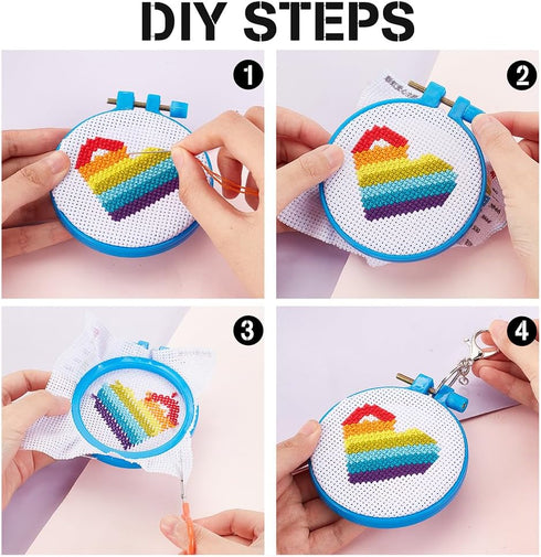 INFUNLY 6 Stamped Cross Stitch Kits for Animal Pattern DIY Embroidery Kits for Beginners with Instruction for Christmas Backpack Charms, Ornaments...