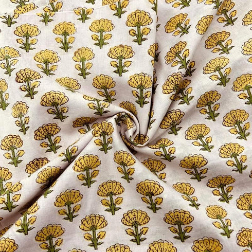 E-Tailor® Cotton Fabric India Hand Block Print Floral Fabric Ideal for Dress Making, Craft and Arts, Patchwork, Quilting, Doll Making, DIY Craft-1...