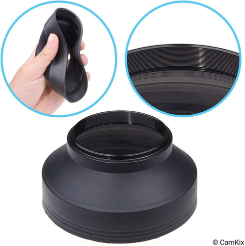 77mm Camera Lens Hood - Rubber - Set of 2 - Collapsible in 3 Steps - Sun Shade/Shield - Reduces Lens Flare and Glare - Blocks Excess Sunlight for ...