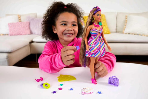 Barbie Totally Hair Doll, Flower-Themed with 8.5-inch Fantasy Hair & 15 Styling Accessories (8 with Color-Change Feature)...